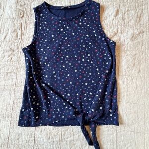 Loft Navy Star Print Tie-Front Tank Top
